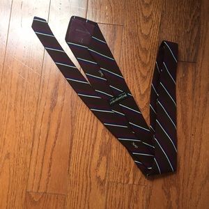 Yves Saint Laurent classic silk brown blue red tie
